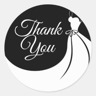 Sticker Rond Robe élégante noire et blanche pour Baby Shower