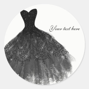 Sticker Rond Robe élégante noire et blanche pour une soirée gla