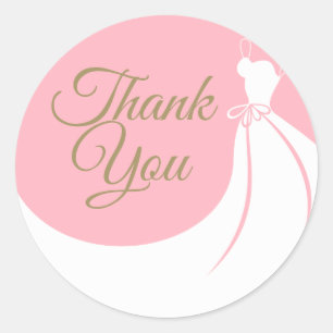 Sticker Rond Robe Élégante Rose Pâle Cadeau de Remerciement pou