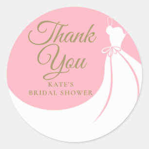 Sticker Rond Robe Élégante Rose Pâle Cadeau de Remerciement pou