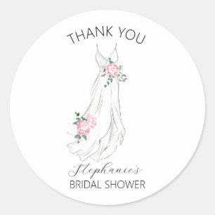 Sticker Rond Robe florale eucalyptus aquarelle pour la douche d