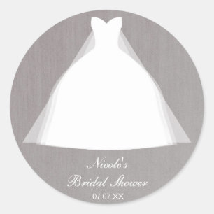 Sticker Rond Robe mariage Moderne Glamour Fête des mariées Gris