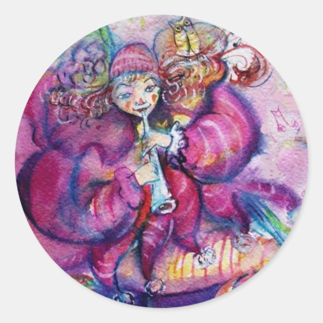 STICKER ROND ROBE ROSE MUSICALE (Devant)