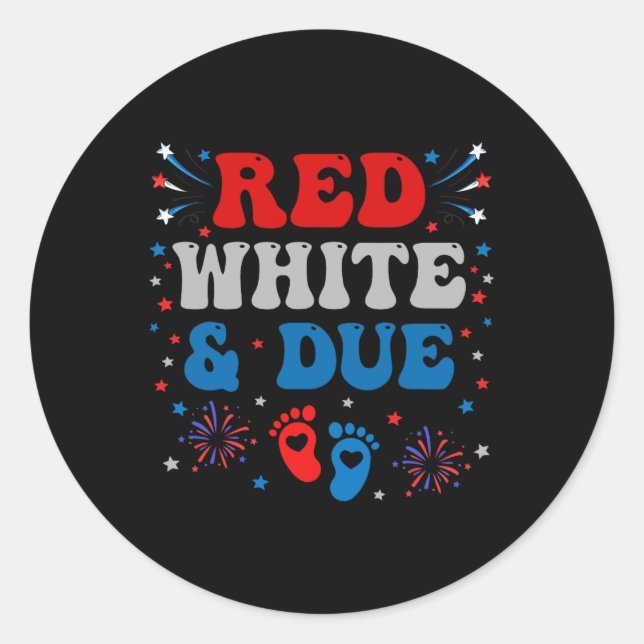 Sticker Rond Robe Rouge Blanche Et 4 juillet Grossesse (Devant)