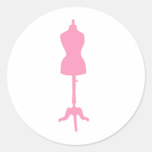 Sticker Rond Robe Silhouette II - Rose