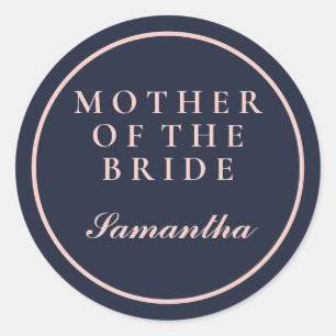 STICKER ROND ROBE SIMPLE DE MÈRE DE LA MARIÉE BLEU OXFORD ET RO