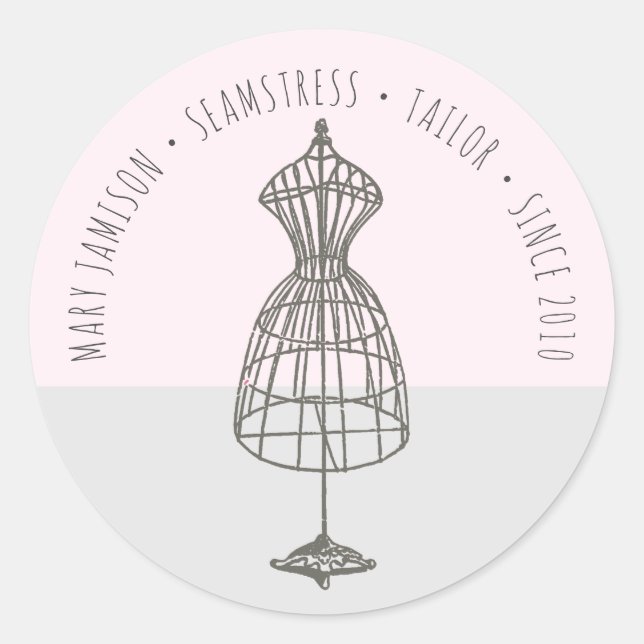 Sticker Rond Robe Vintage sur mesure Seamstress (Devant)