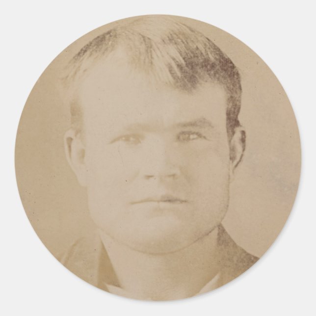 Sticker Rond Robert LeRoy Parker alias Butch Cassidy Portrait (Devant)