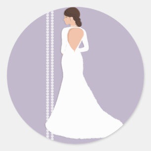 Sticker Rond Robes de mariée blanche moderne et fête de mariage