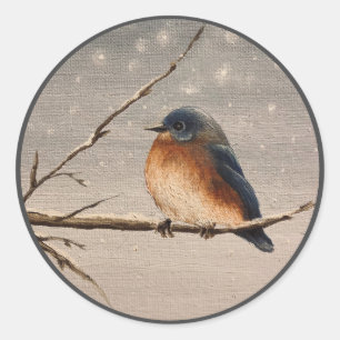 Sticker Rond Robin dans la neige