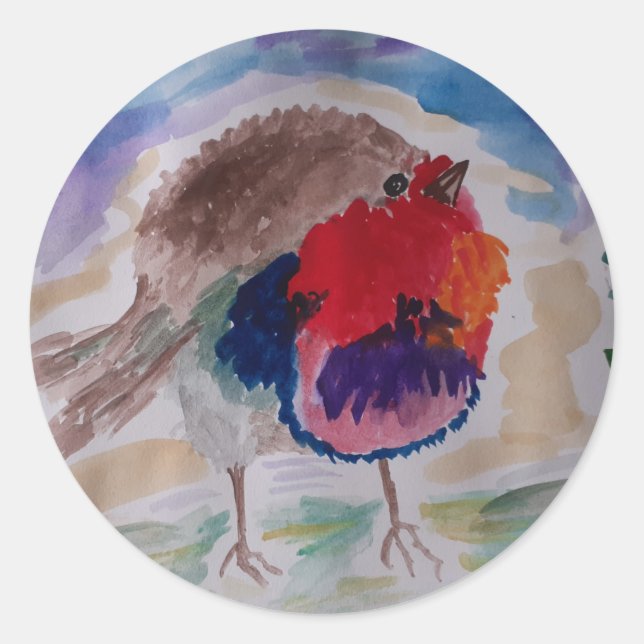 Sticker Rond Robin de Noël (Devant)