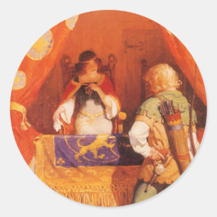 Sticker Rond Robin des Bois vintage rencontre la vierge de Mari