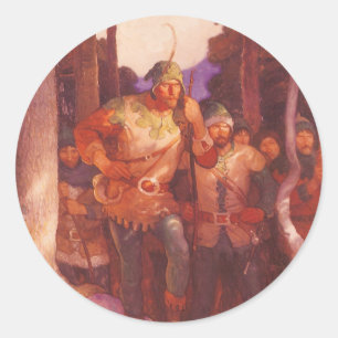 Sticker Rond Robin Hood et ses joyeux hommes de NC Wyeth