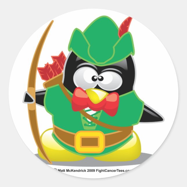 Sticker Rond Robin Hood Penguin (Devant)