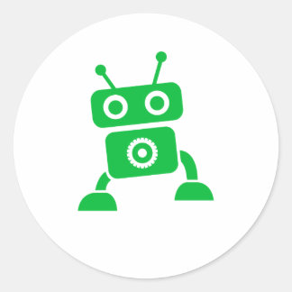 Sticker Rond Robot bébé vert