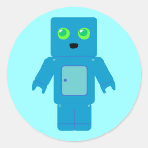 Sticker Rond Robot bleu