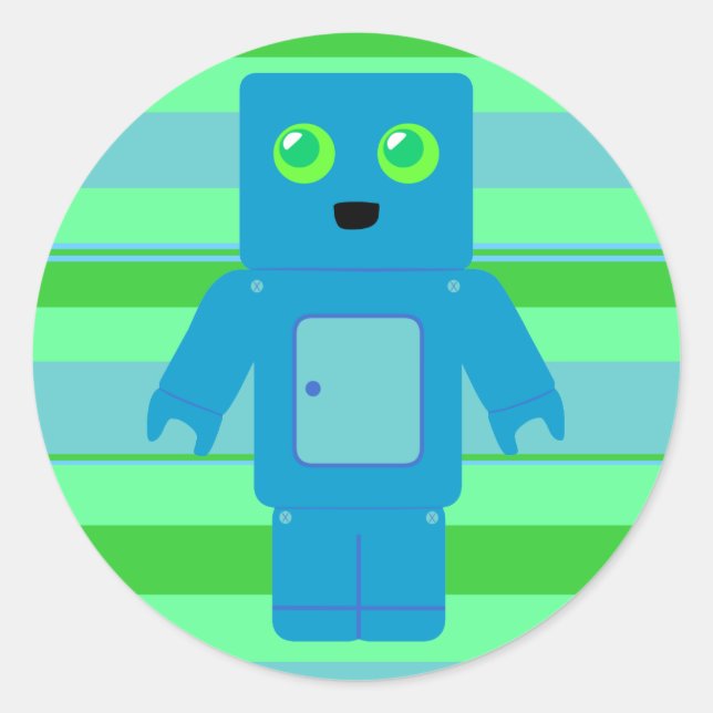 Sticker Rond Robot bleu (Devant)
