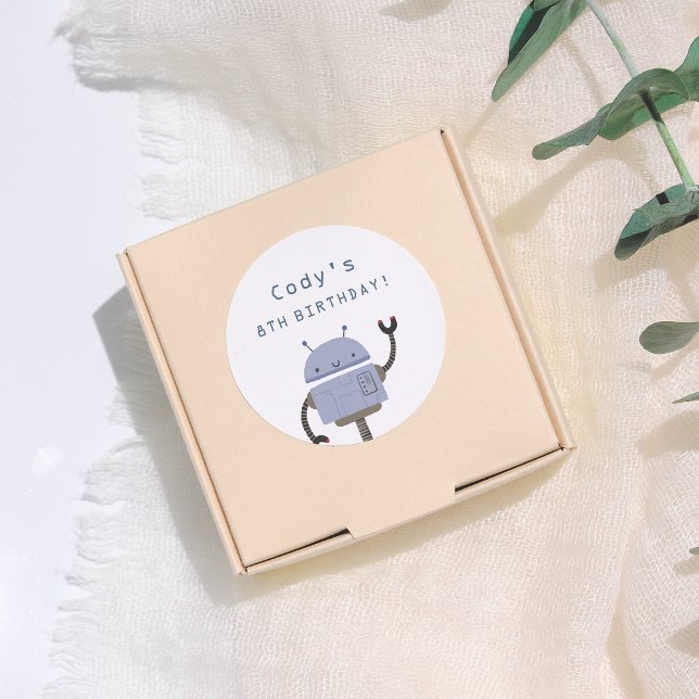 Sticker Rond Robot Blue Anniversaire (Créateur téléchargé)