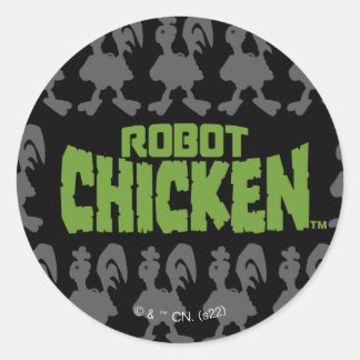 Sticker Rond Robot Chicken Silhouette Pattern