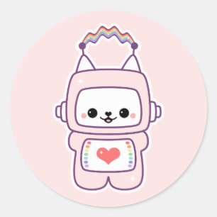 Sticker Rond Robot de chat mignon