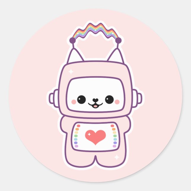 Sticker Rond Robot de chat mignon (Devant)