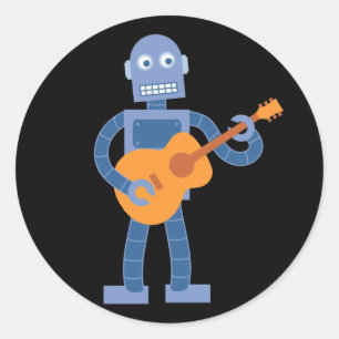 Sticker Rond Robot de guitare