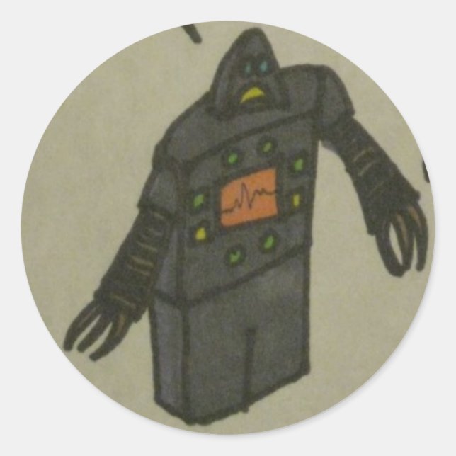 Sticker Rond robot désemparé (Devant)