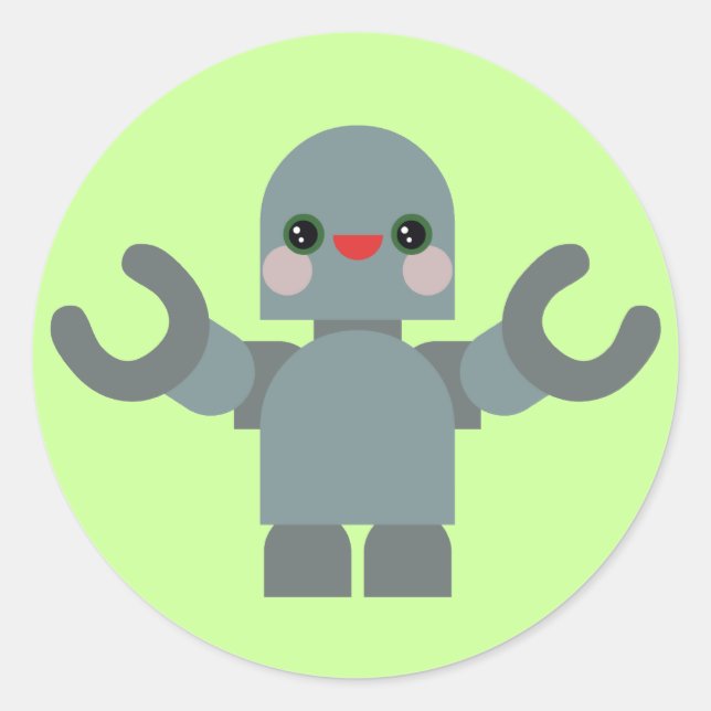 Sticker Rond Robot Kawaii (Devant)
