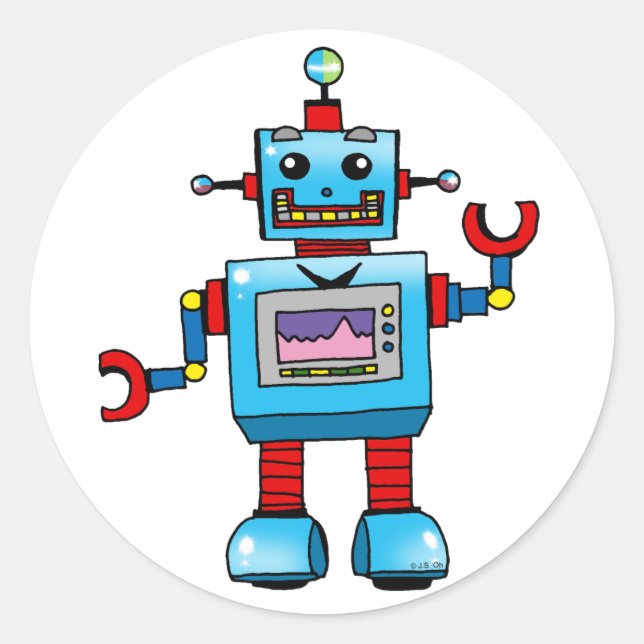 Sticker Rond Robot mignon (Devant)