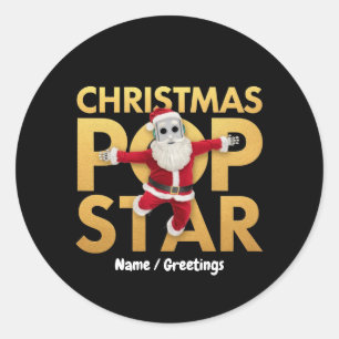 Sticker Rond Robot Père Noël Star de la Pop pour Noël Graphique