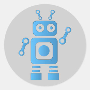 Sticker Rond Robot rétro bleu