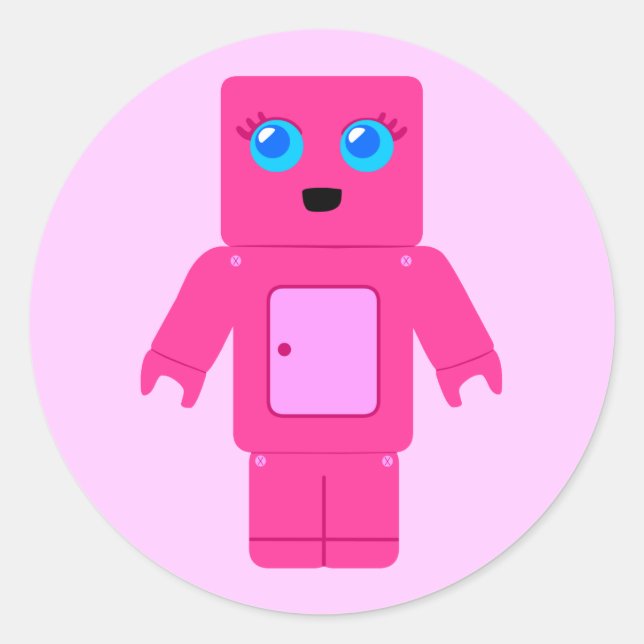 Sticker Rond Robot rose (Devant)