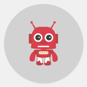 Sticker Rond Robot rouge rétro