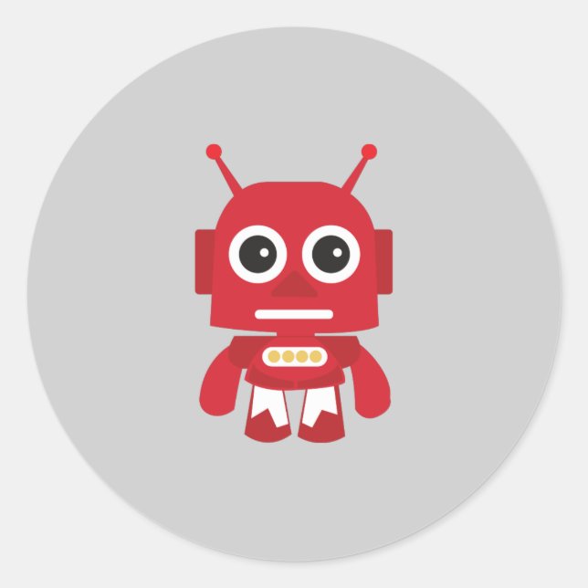Sticker Rond Robot rouge rétro (Devant)