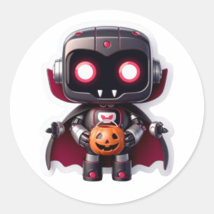 Sticker Rond Robot Vampire mignon Halloween Trick ou Treat Bot