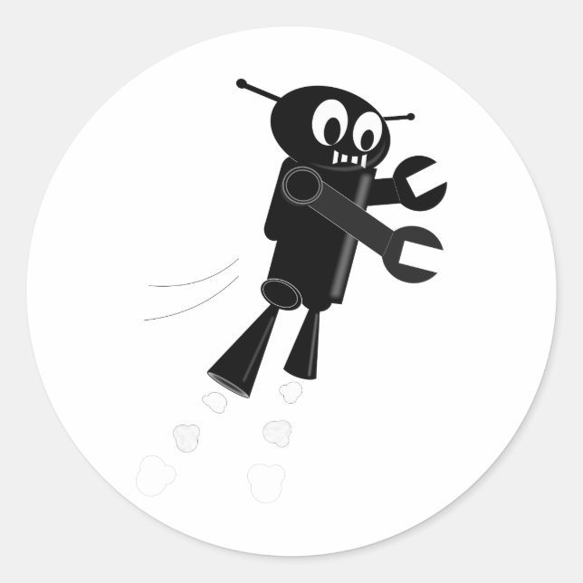 Sticker Rond Robot volant noir (Devant)