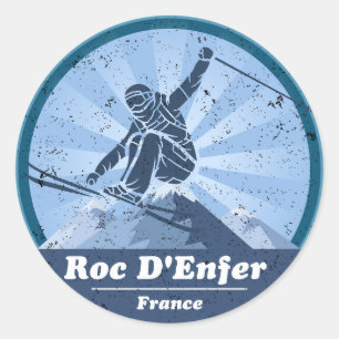 Sticker Rond Roc D'Enfer Station de ski - Skieur