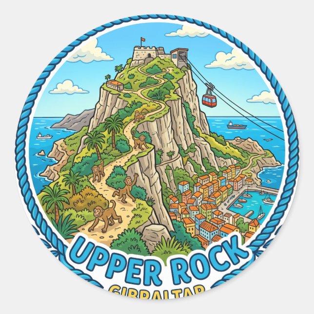Sticker Rond Roche supérieure de Gibraltar (Devant)