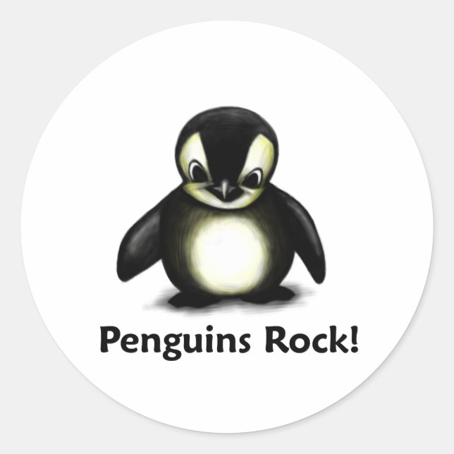 Sticker Rond Rocher des pingouins ! (Devant)