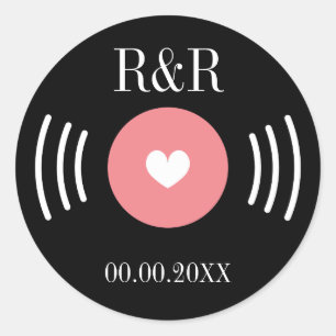 Sticker Rond Rocher et rouleau vinyle marque mariage faveur aut
