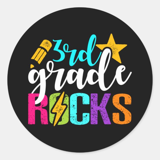 Sticker Rond Rochers de 3ème grade Enseignant ou étudiant (Devant)