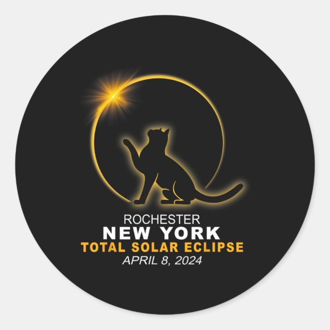 Sticker Rond Rochester Total Solar Eclipse 2024 Avril 04.08.24 (Devant)