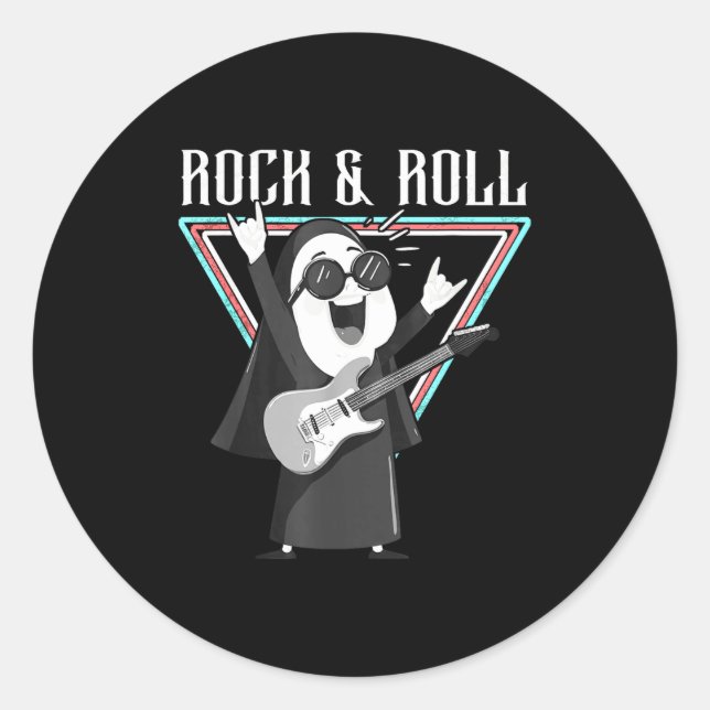 Sticker Rond Rock &amp; Roll Fun Graphic Illustration  (Devant)