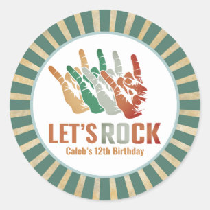 Sticker Rond Rock and Roll Vintage Rockstar Anniversaire
