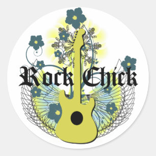 Sticker Rond Rock Chick