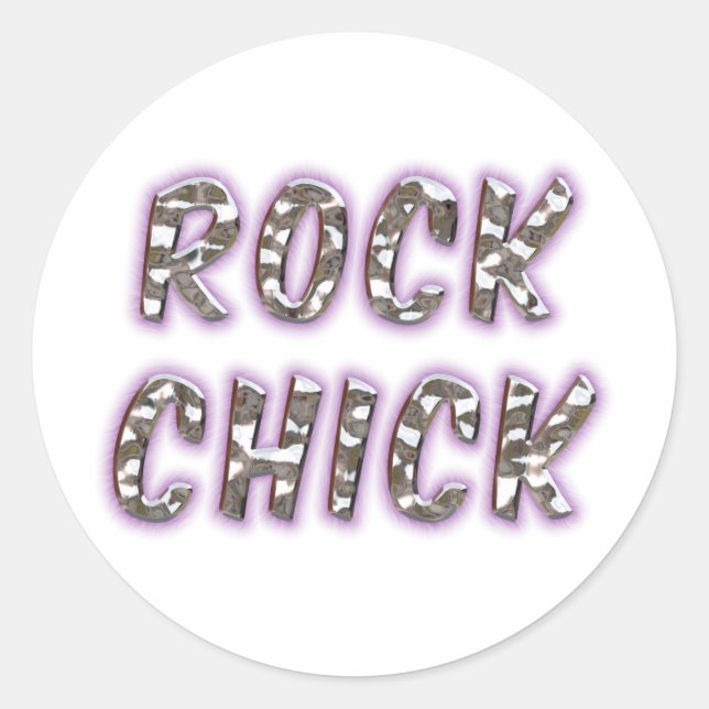 Sticker Rond Rock Chick Chrome Avec Purple Glow (Devant)