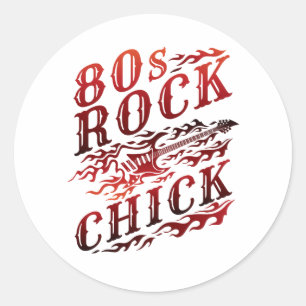 Sticker Rond Rock Chick Eighties 80s Music