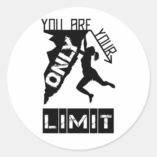 Sticker Rond Rock Climber Silhouette - Escalade inspirante (Devant)