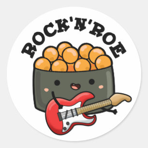 Sticker Rond Rock Et Roe Drôle Sushi Pun