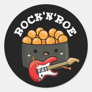 Sticker Rond Rock Et Roe Drôle Sushi Pun Dark BG